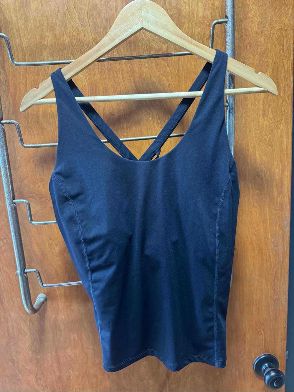Fabletics Black Women's Long line Sports Bra with  Crossback Straps